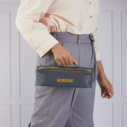 Borosil Foodluck Olive Flat Lunch Bag, Square For Set of 2 - (320 ml)