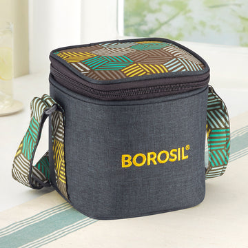 Borosil Foodluck Olive Tall Lunch Bag, Square
