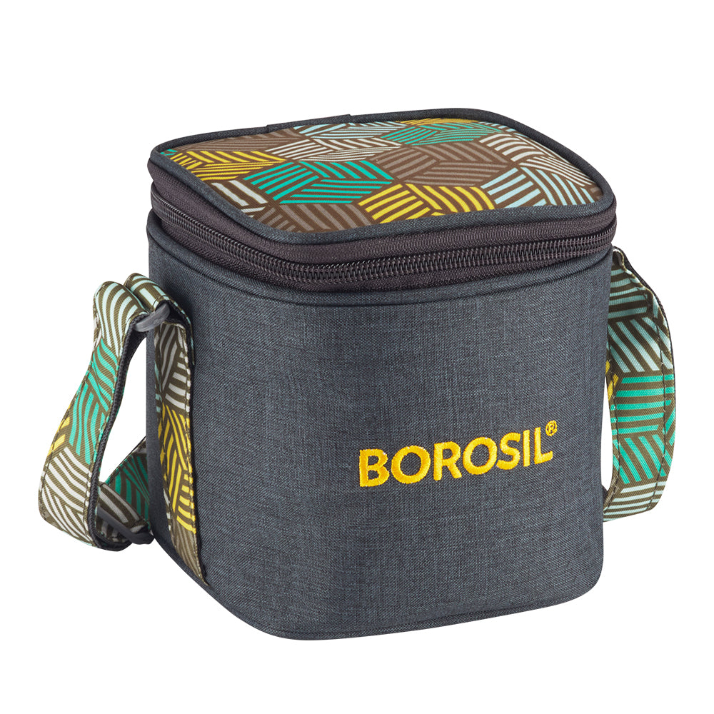 Borosil Foodluck Olive Tall Lunch Bag, Square For Set of 2 - (320 ml)