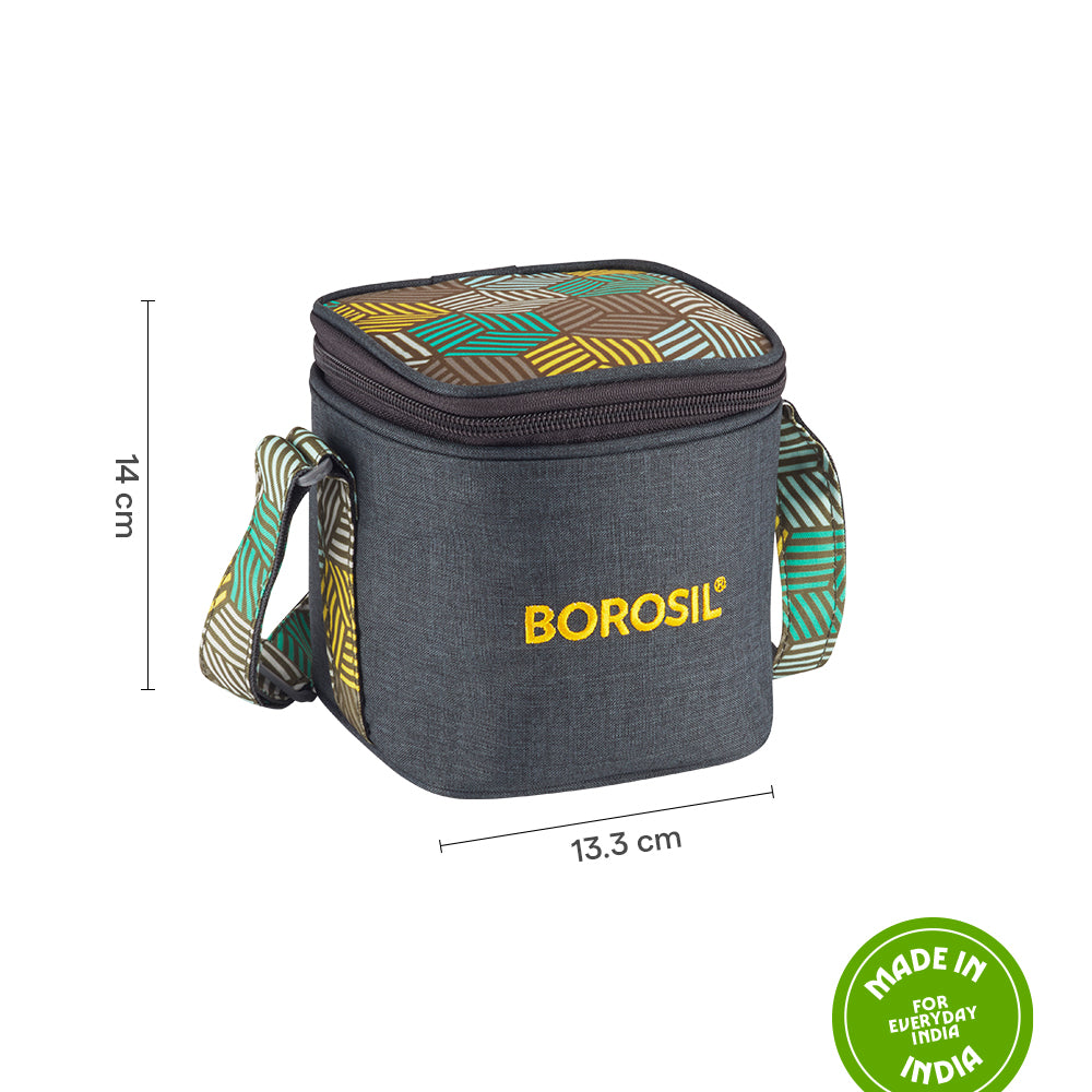 Borosil Foodluck Olive Tall Lunch Bag, Square For Set of 2 - (320 ml)
