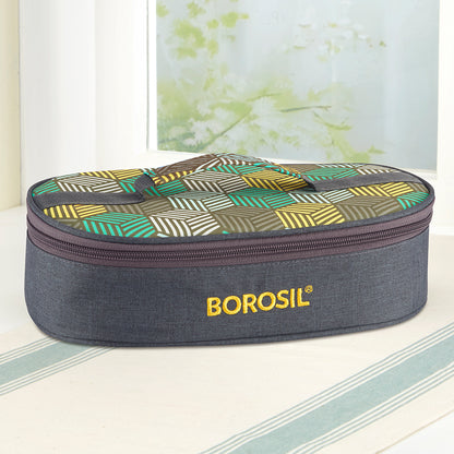 Borosil Foodluck Olive Flat Lunch Bag, Round For Set of 2 - (400 ml)