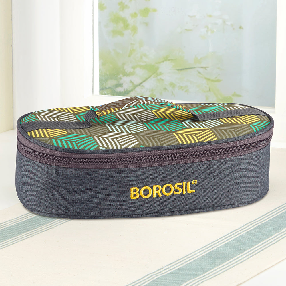 Borosil Foodluck Olive Flat Lunch Bag, Round, For Set of 2, (400ml) (Only Bag)