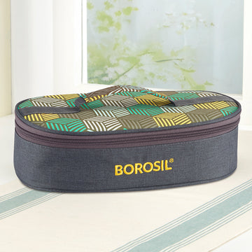 Borosil Foodluck Olive Flat Lunch Bag, Round