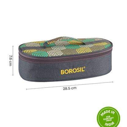 Borosil Foodluck Olive Flat Lunch Bag, Round For Set of 2 - (400 ml)