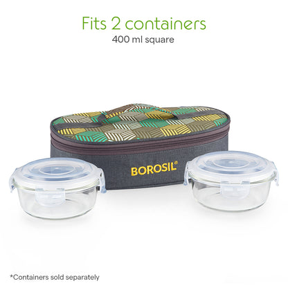 Borosil Foodluck Olive Flat Lunch Bag, Round For Set of 2 - (400 ml)