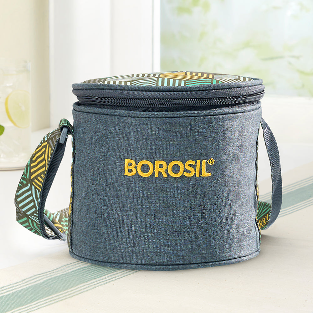 Borosil Foodluck Olive Tall Lunch Bag, Round, For Set of 2, (400ml) (Only Bag)