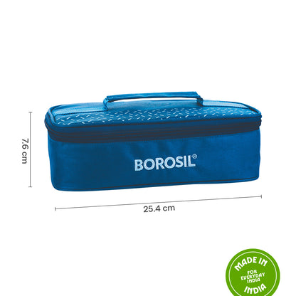 Borosil Teal Flat Lunch Bag, Square For Set of 2 - (320 ml)