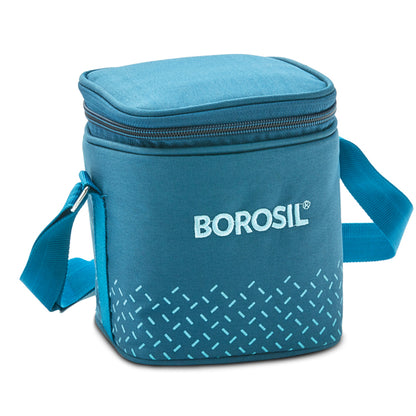 Borosil Teal Tall Lunch Bag, Square For Set of 2 - (320 ml)
