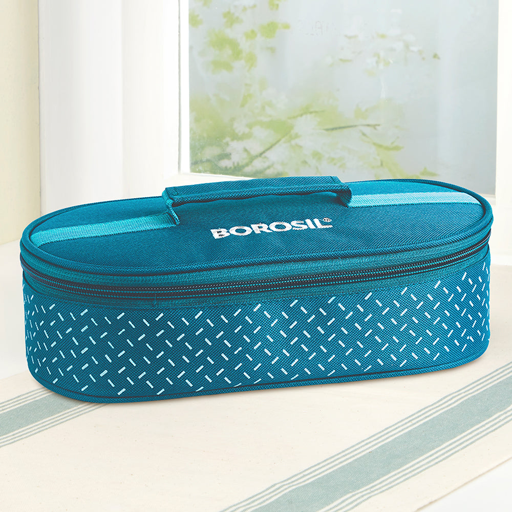 Borosil Teal Flat Lunch Bag, Round, For Set of 2, (400ml) (Only Bag)