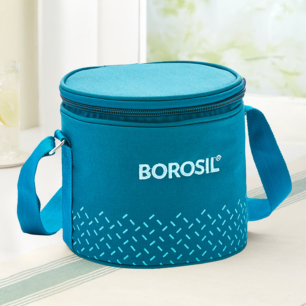 Borosil Teal Tall Lunch Bag, Round, For Set of 2, (400ml) (Only Bag)