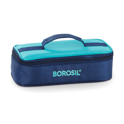 Borosil Alfa Blue Flat Lunch Bag, Square (Only Bag)