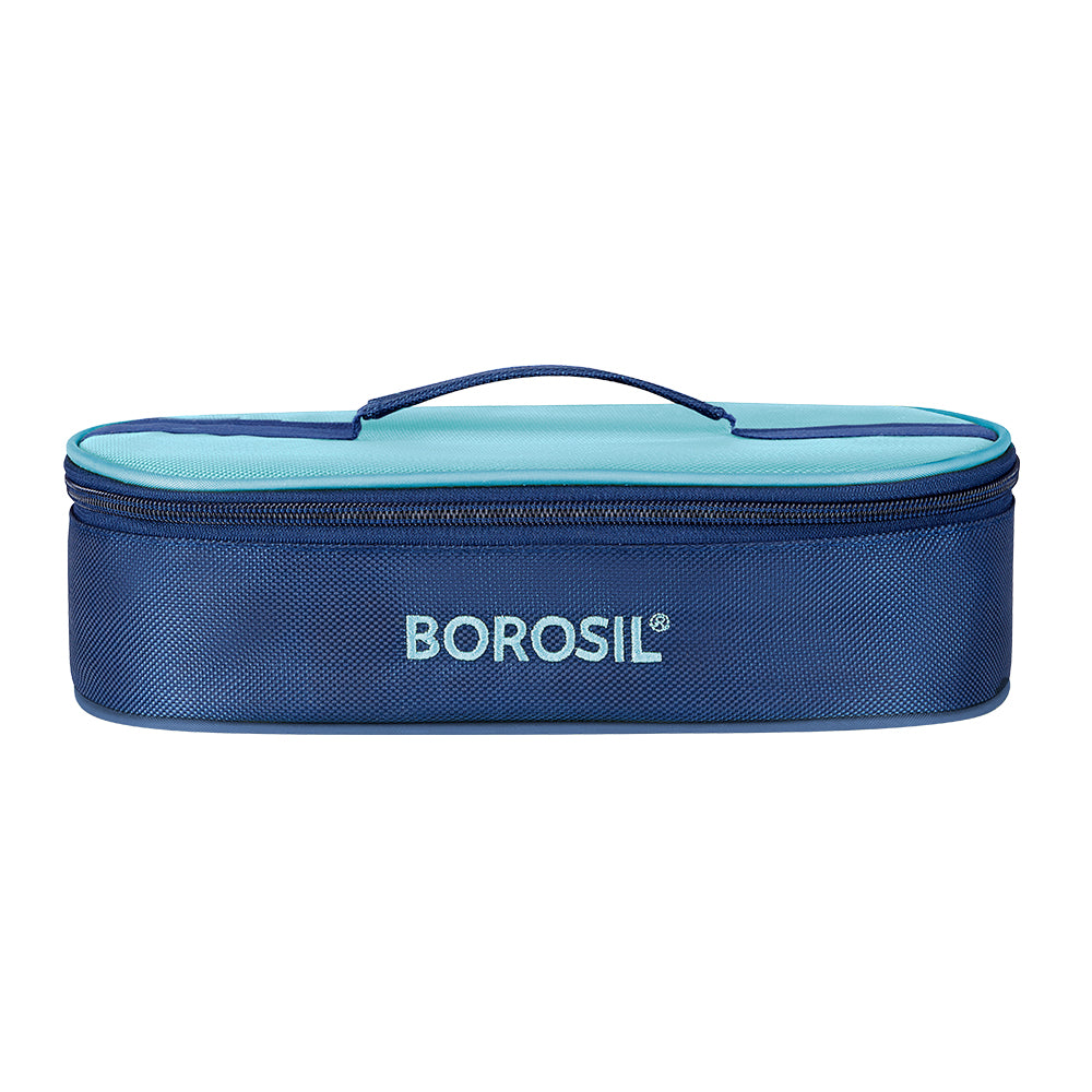 Borosil Alfa Blue Flat Lunch Bag, Round (Only Bag)