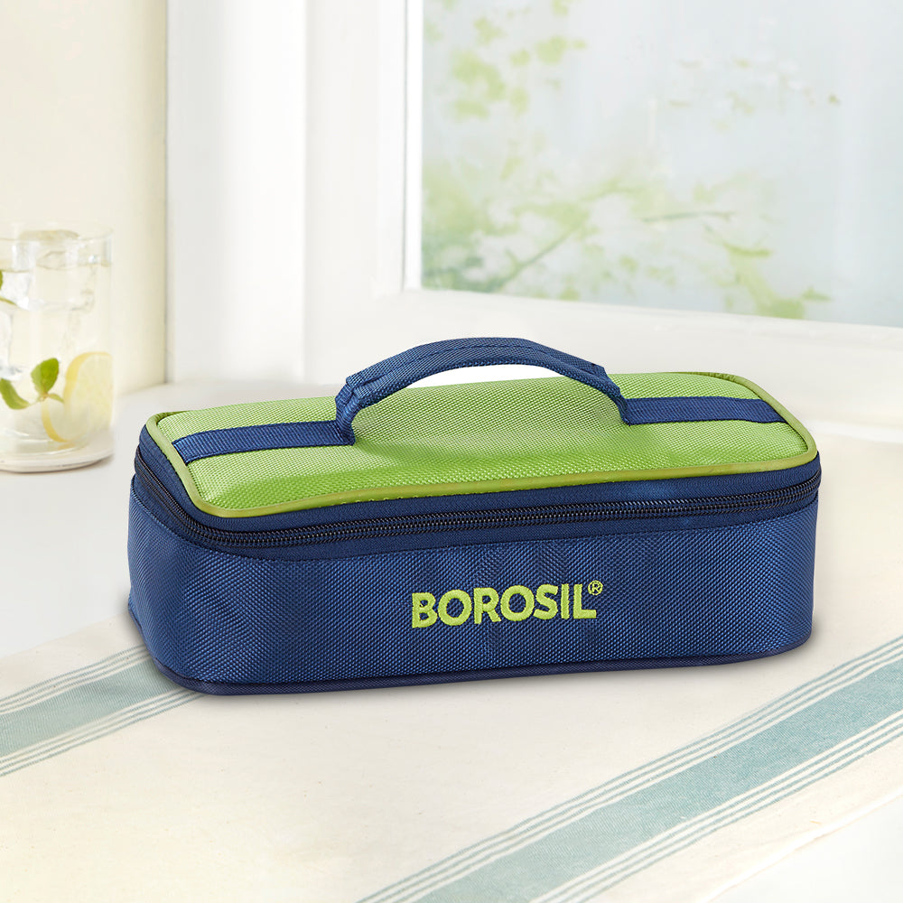 Borosil Alfa Green Flat Lunch Bag, Square (Only Bag)