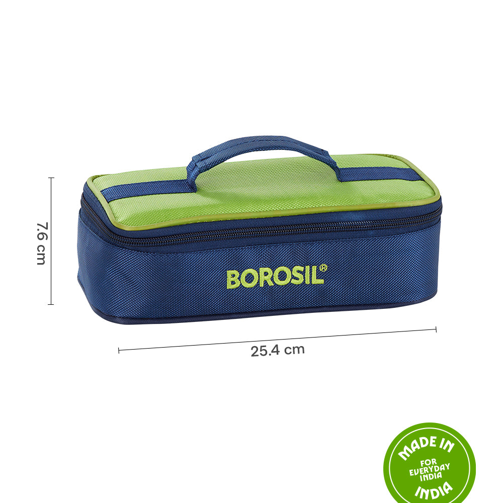 Borosil Alfa Green Flat Lunch Bag, Square (Only Bag)