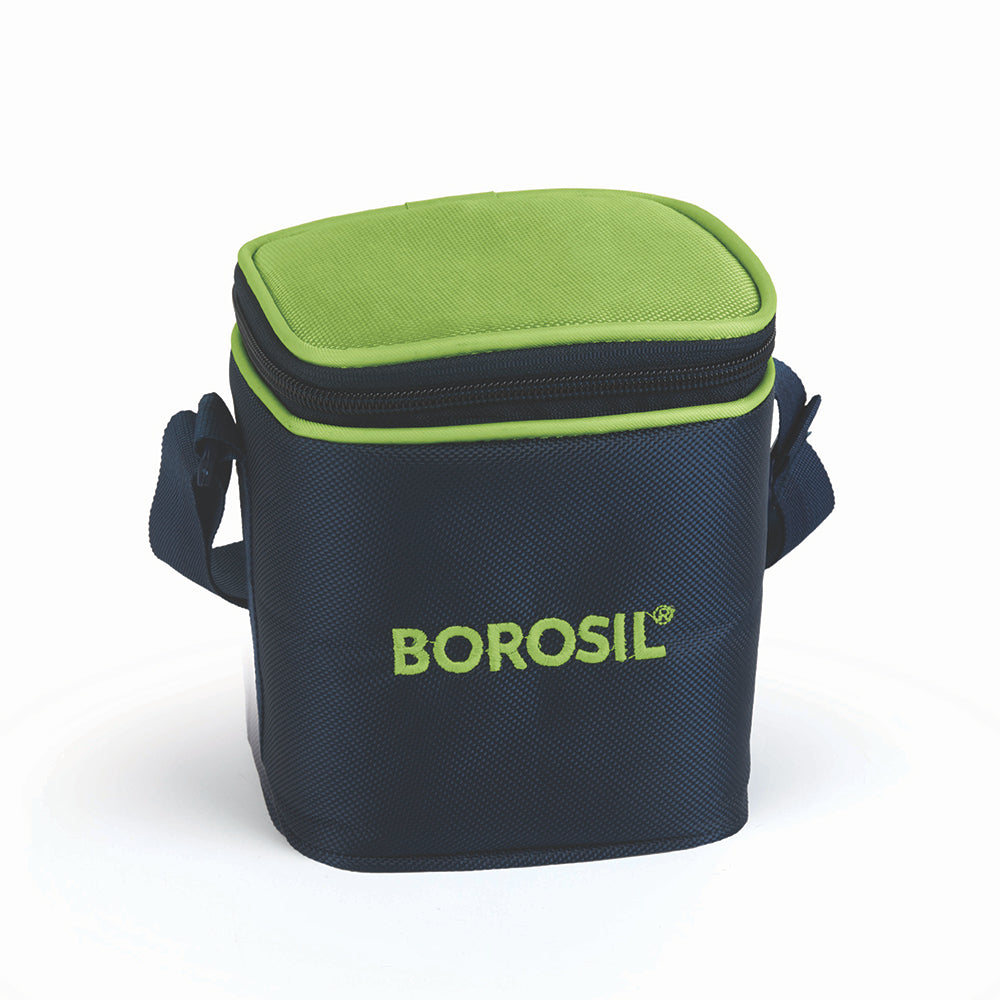 Borosil Alfa Green Tall Lunch Bag, Square, For Set of 2, (320ml) (Only Bag)