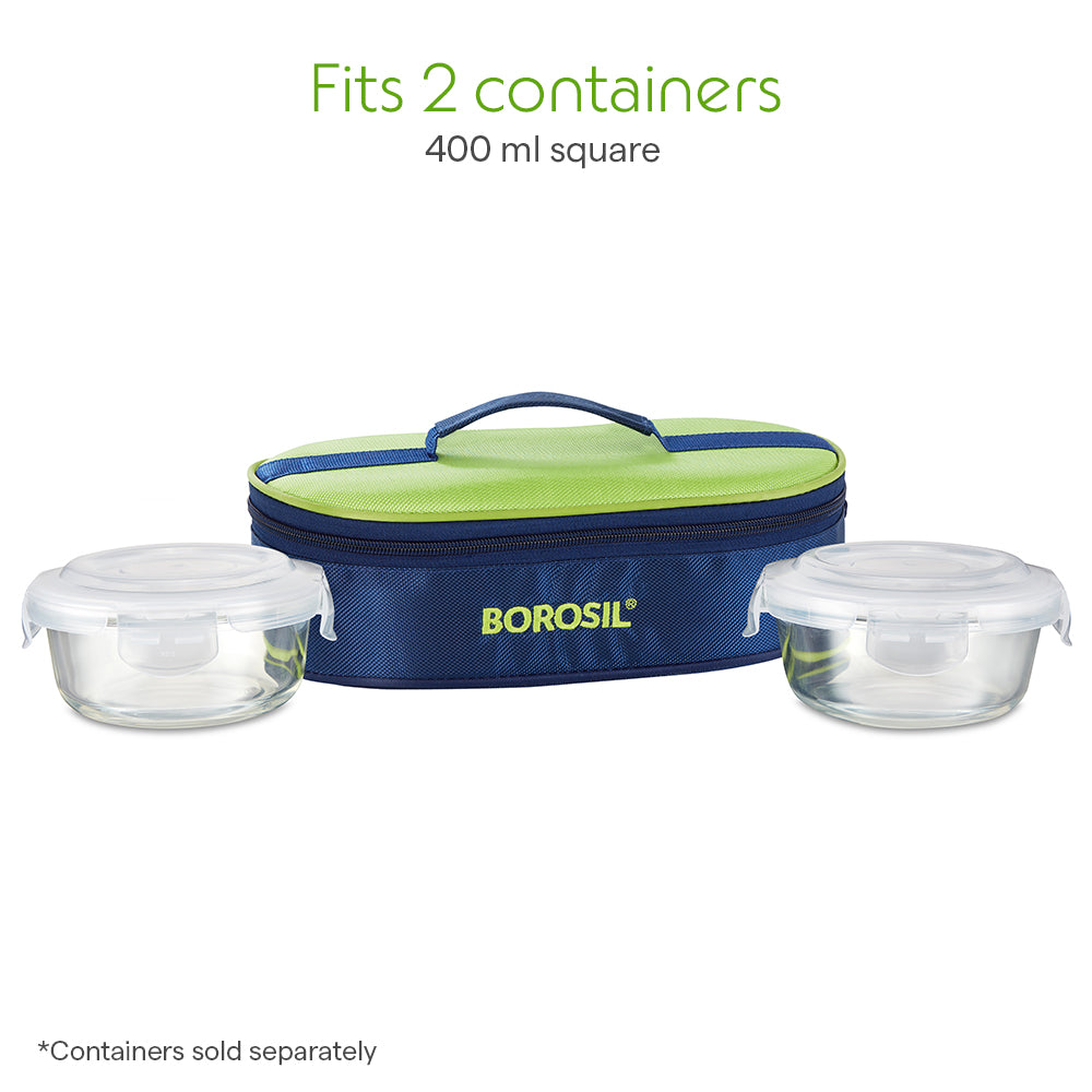 Borosil Alfa Green Flat Lunch Bag, Round (Only Bag)