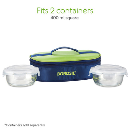 Borosil Alfa Green Flat Lunch Bag, Round (Only Bag)
