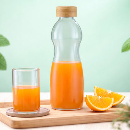 Curve Glass Bottle with Bamboo Lid