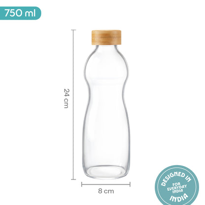 Curve Glass Bottle with Bamboo Lid