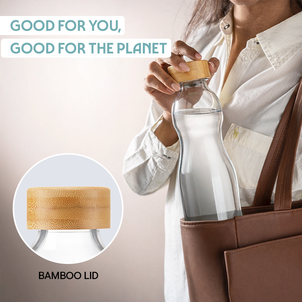 Curve Glass Bottle with Bamboo Lid