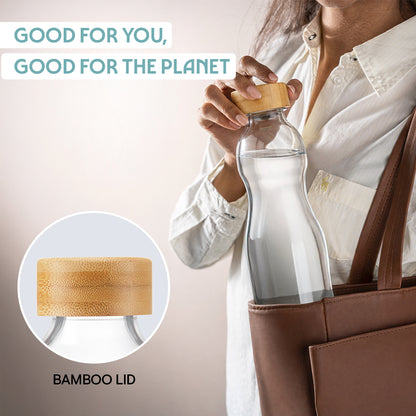Curve Glass Bottle with Bamboo Lid