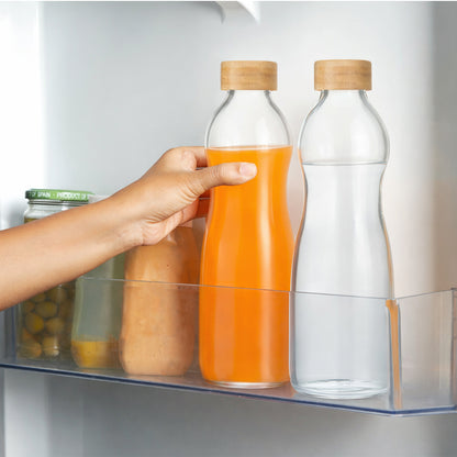 Curve Glass Bottle with Bamboo Lid