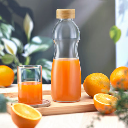 Curve Glass Bottle with Bamboo Lid