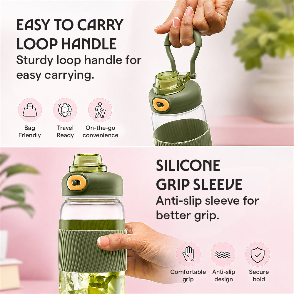 Poppy Glass Bottle, Green