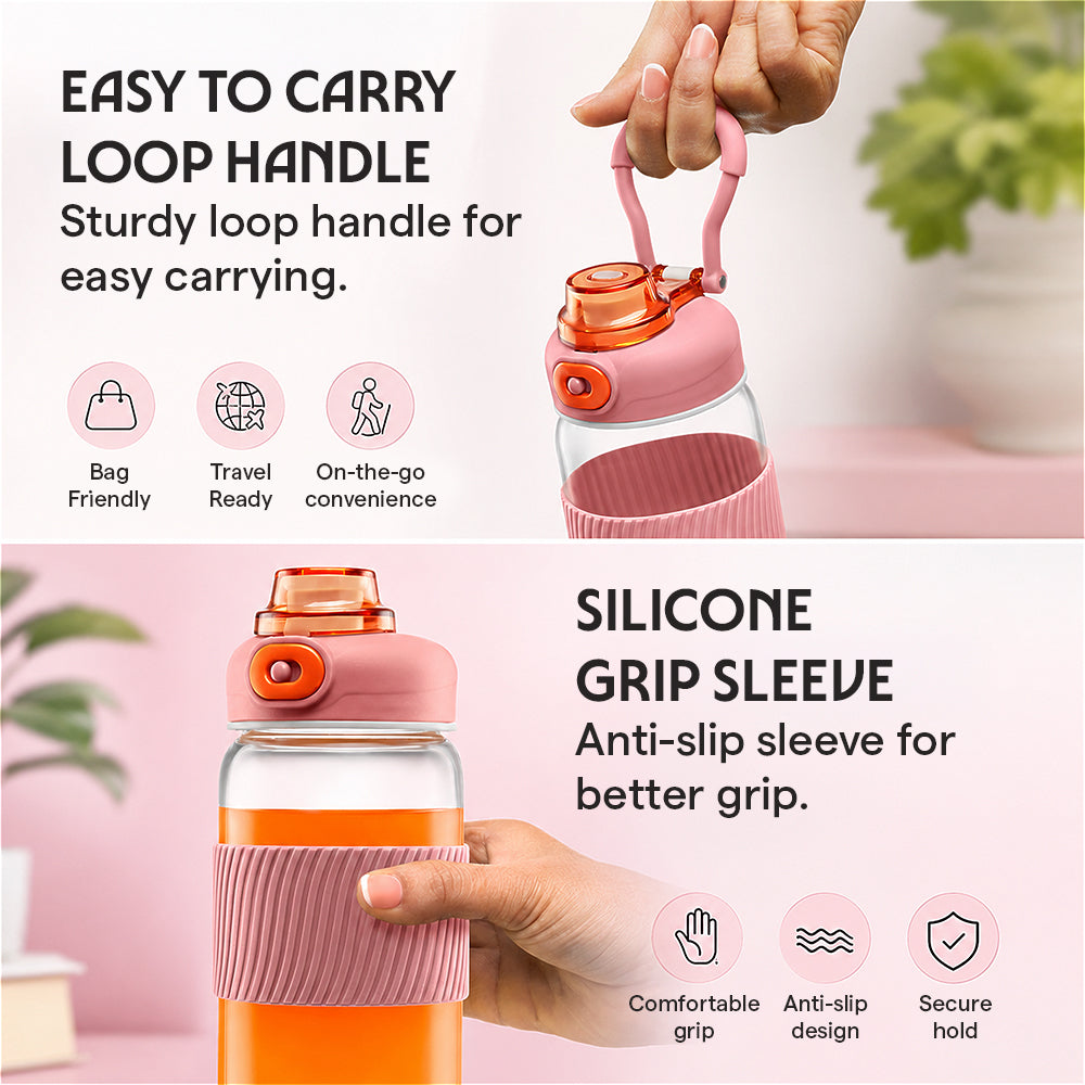 Poppy Glass Bottle, Pink