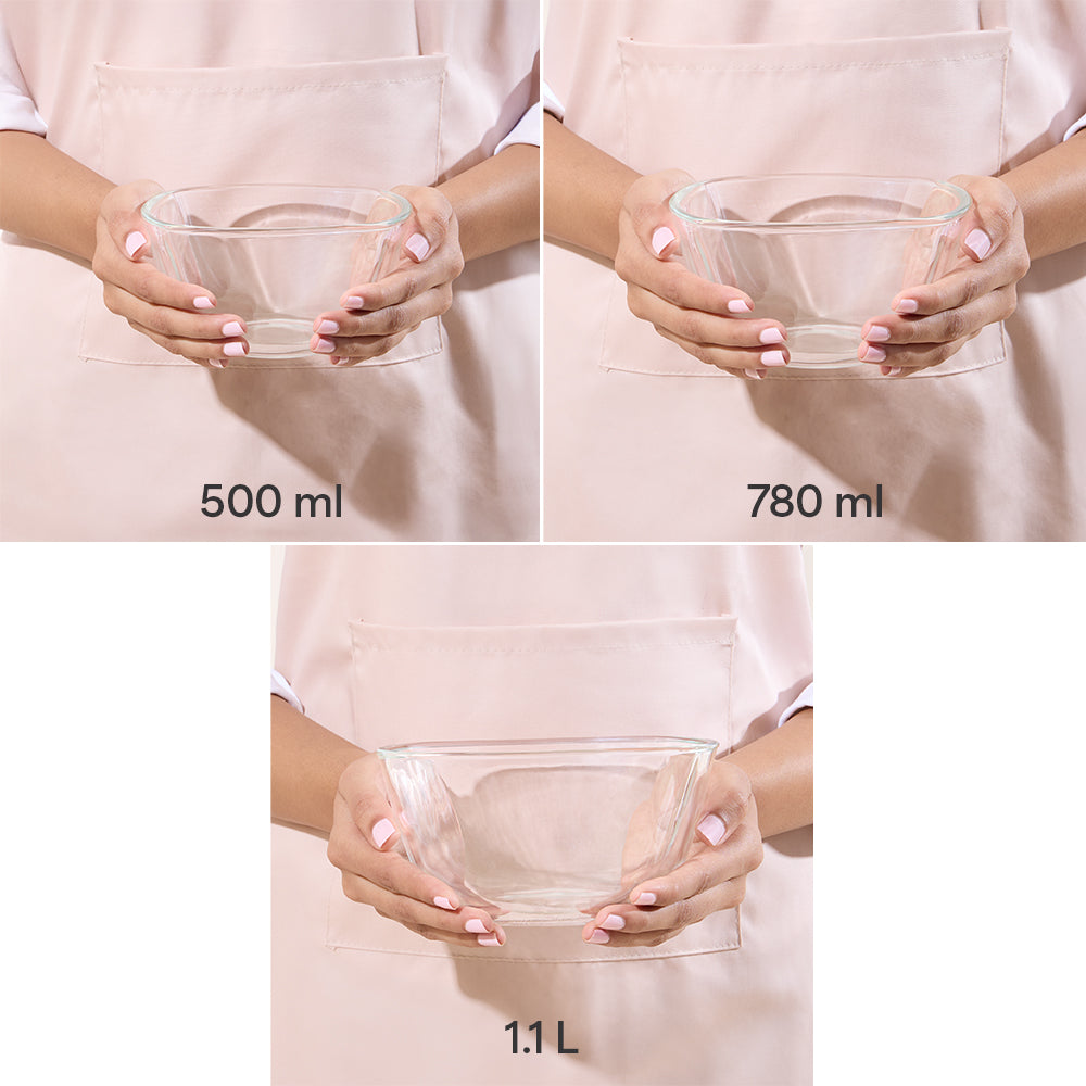 Borosil Square Mixing & Serving Bowl Set