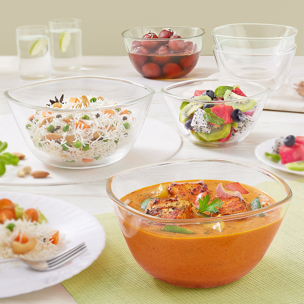 Borosil Square Mixing & Serving Bowl Set