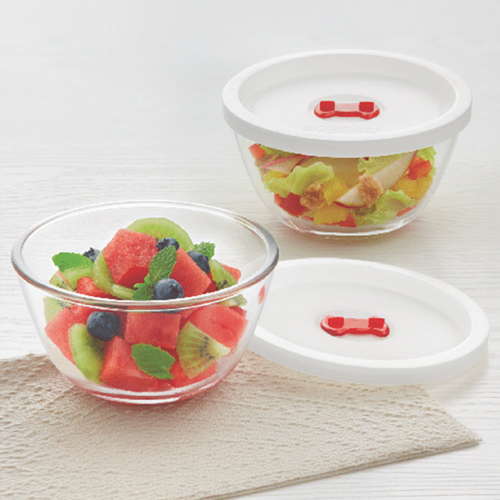 Tuff-Glass Mixing & Serving Bowl Set with Lid