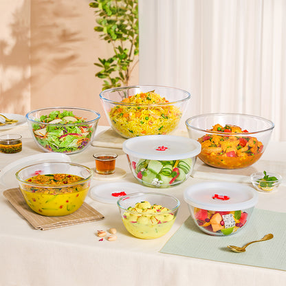 Borosil Tuff-Glass Mixing & Serving Bowl Set with Lid
