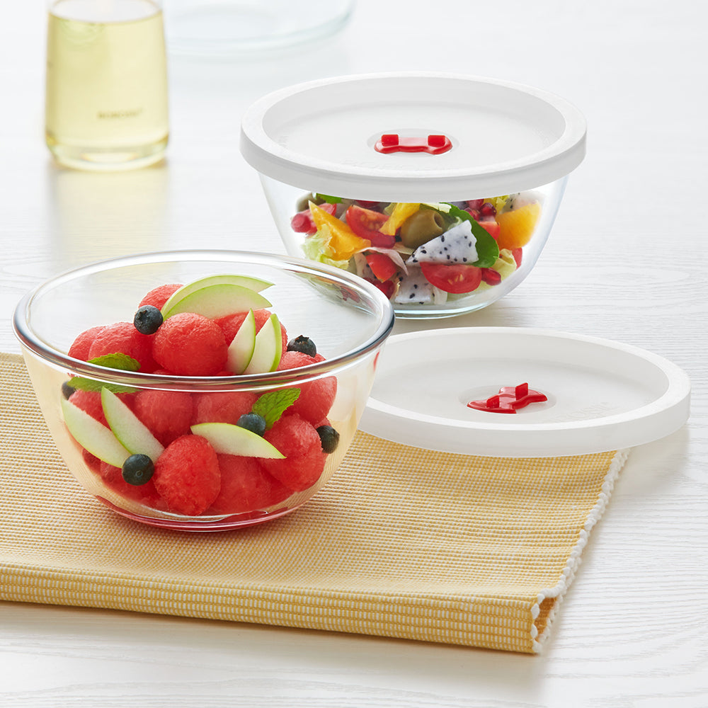 Tuff-Glass Mixing & Serving Bowl Set with Lid