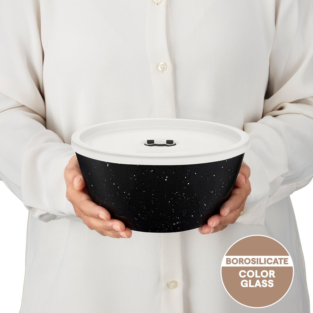 Colors Pebble Black Bowl with Lid