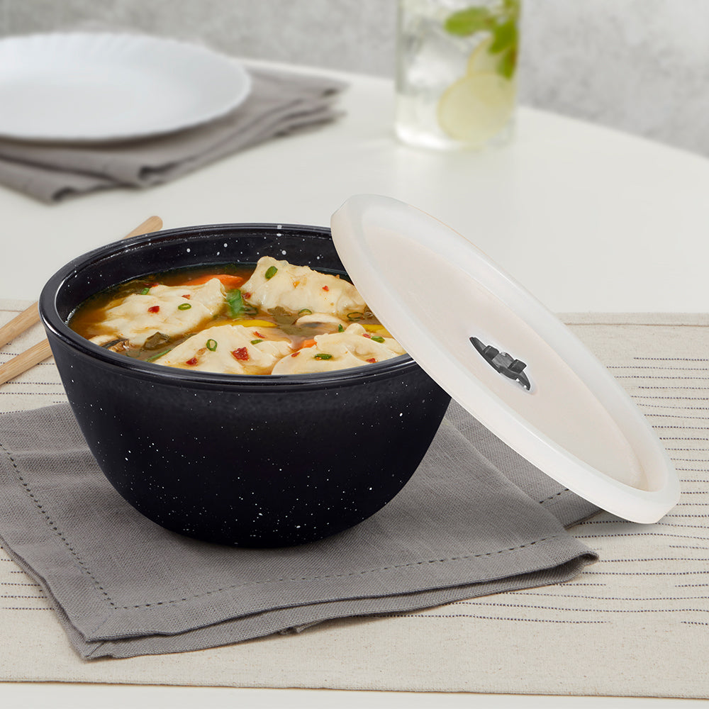 Colors Pebble Black Bowl with Lid