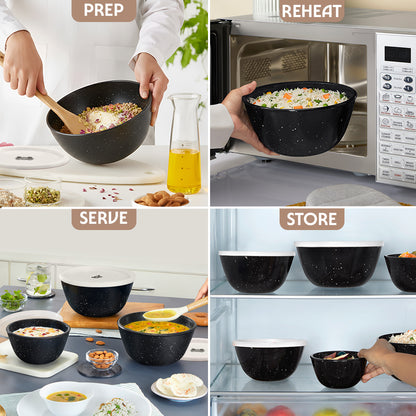 Colors Pebble Black Bowl with Lid