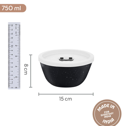 Colors Pebble Black Bowl with Lid