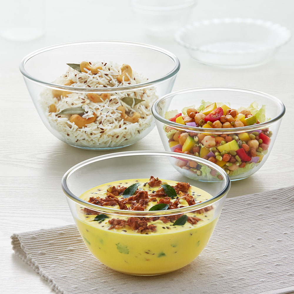 Borosil Tuff-Glass Mixing & Serving Bowl Set