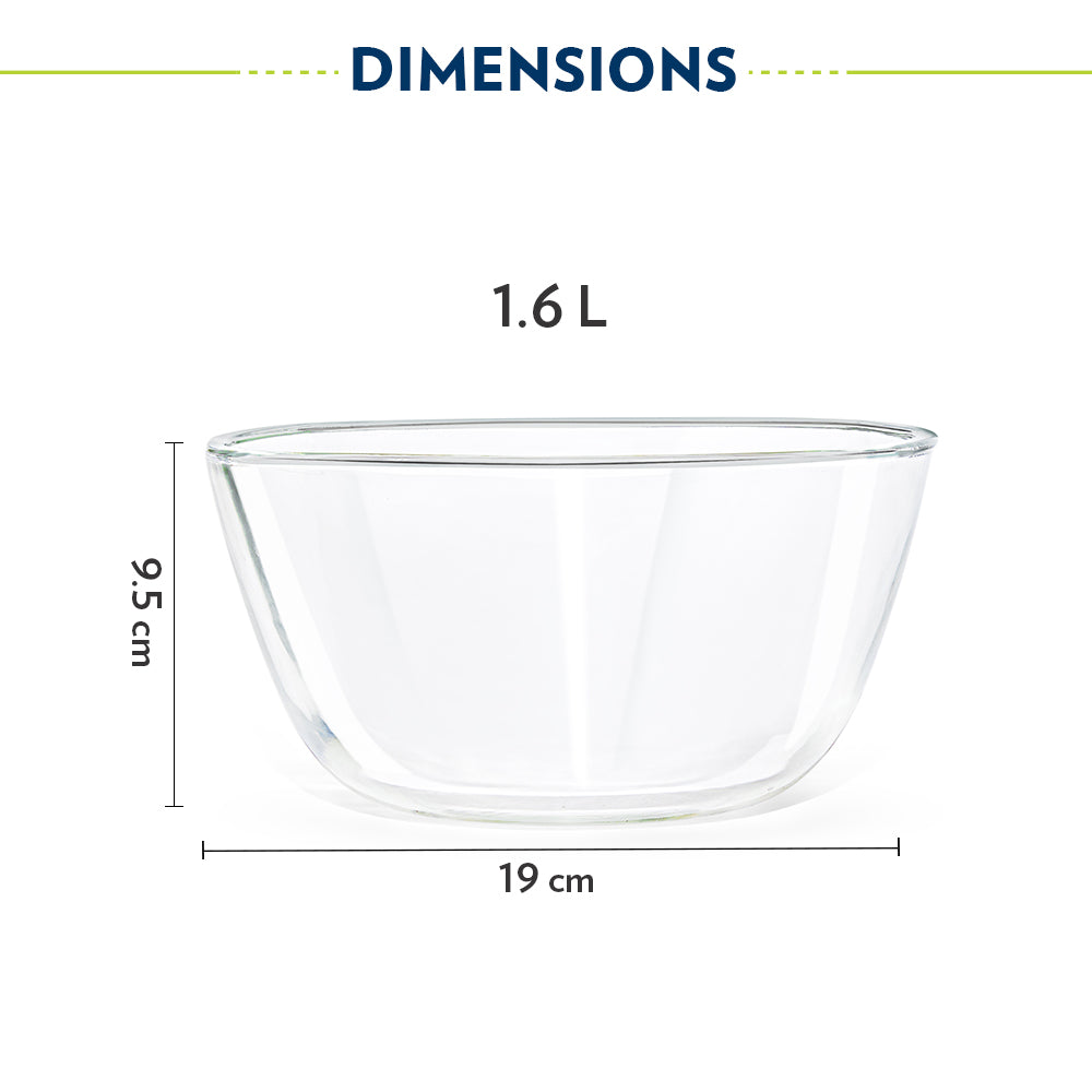 Borosil Square Mixing & Serving Bowl, 1.6L