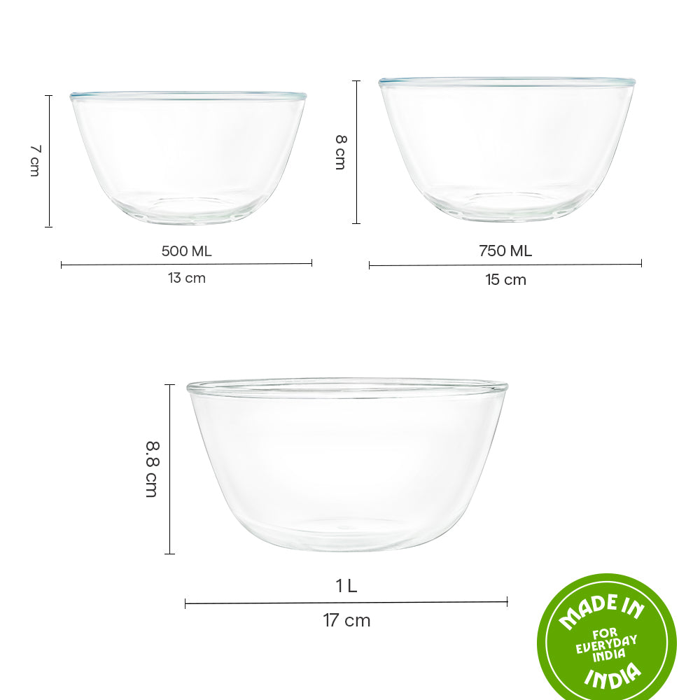 Round Tuff-Glass Mixing & Serving Bowl Set