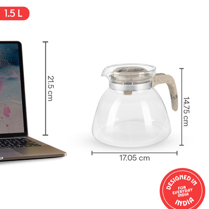Voila Glass Carafe with Inbuilt Strainer Lid, Brown
