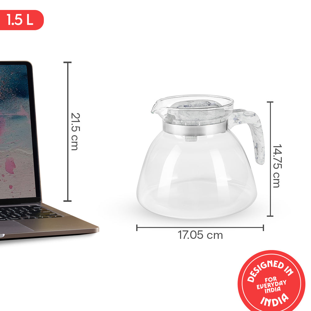 Voila Glass Carafe with Inbuilt Strainer Lid, Gray