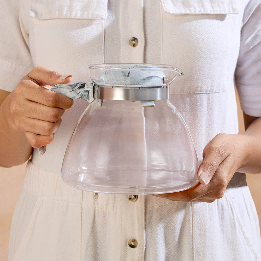 Voila Glass Carafe with Inbuilt Strainer Lid, Gray