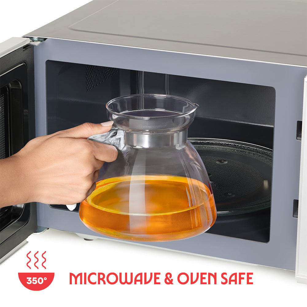 Voila Glass Carafe with Inbuilt Strainer Lid, Gray