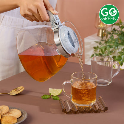 Voila Glass Carafe with Inbuilt Strainer Lid, Gray