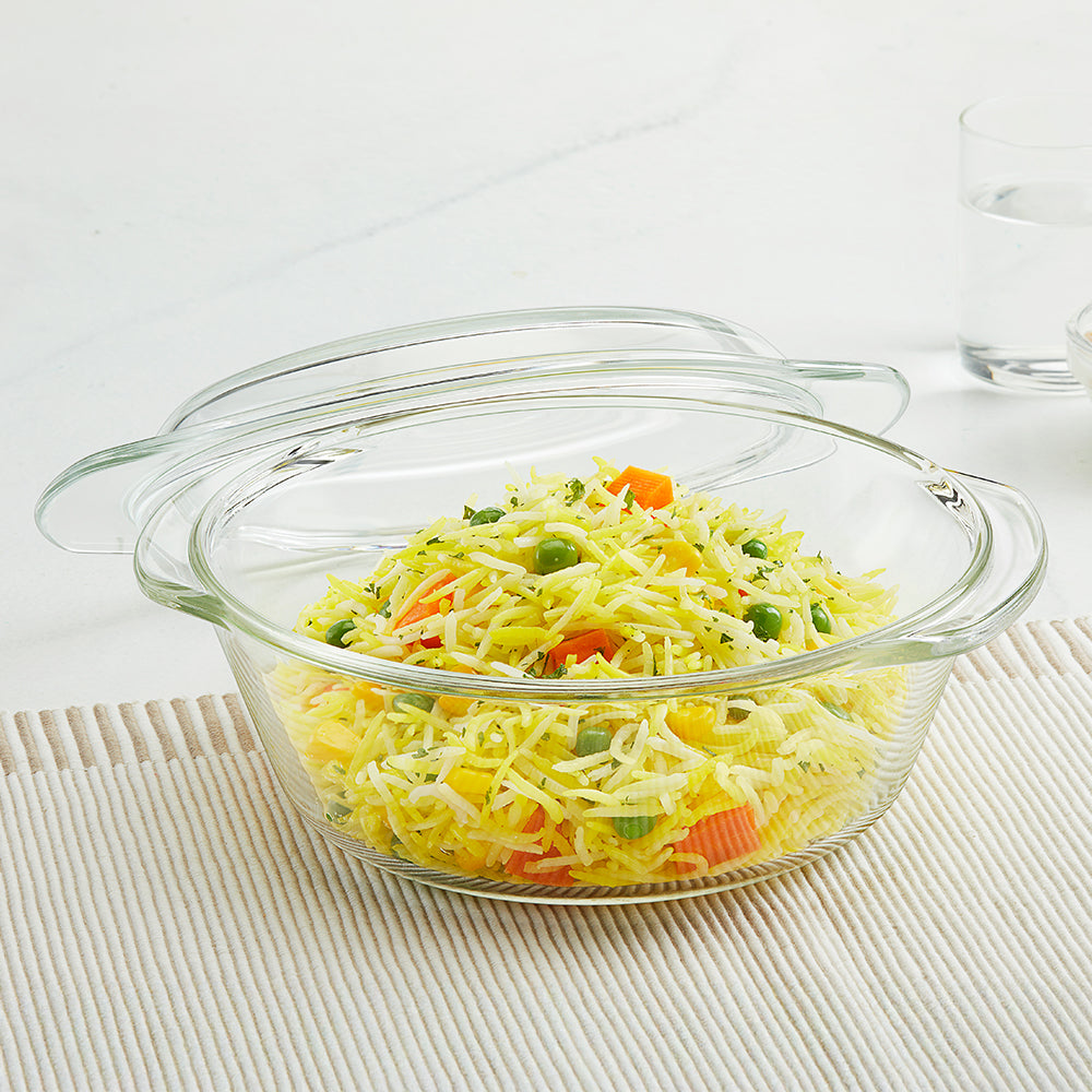 Round Glass Casserole with Lid