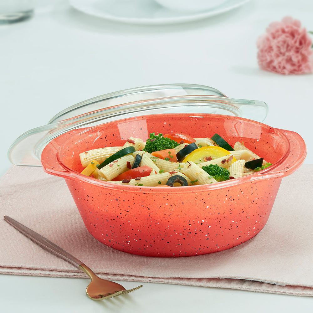 Colours Kube Pink Casserole with Lid