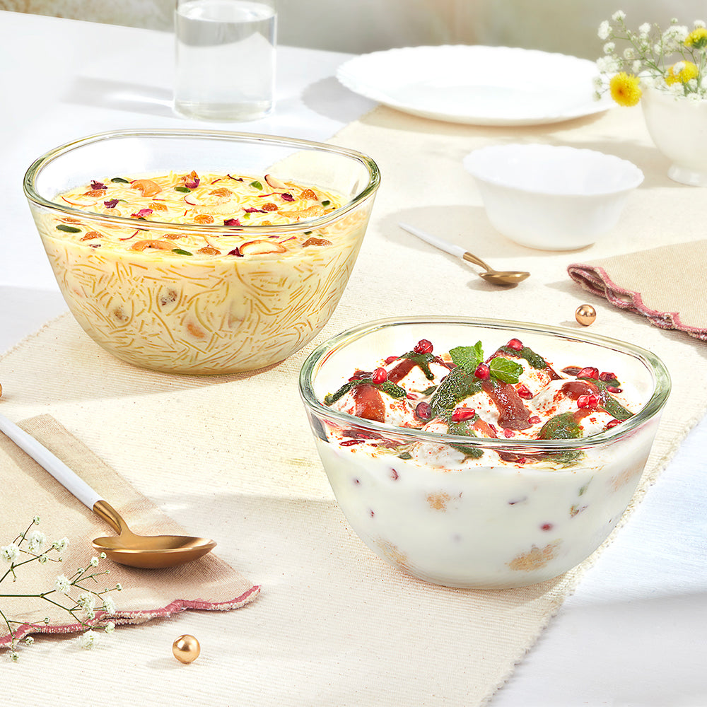 Borosil Tuff-Glass Square Mixing & Serving Bowl Set