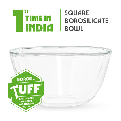 Borosil Tuff-Glass Square Mixing & Serving Bowl Set